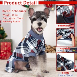 XPUDAC 2 Pack Plaid Dog Pajamas for Small Sized Dog, 4-Way Stretch Soft Pet Onesie Lightweight Warm Pet Clothes Jammies for Small Breeds, L
