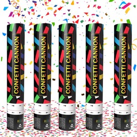 XPJBKC Biodegradable Confetti Cannons Large, Set of 5 Party Poppers Multi-Coloured Confetti, for Weddings, Parties, Baby Showers, Christmas, Birthday Parties - 30cm
