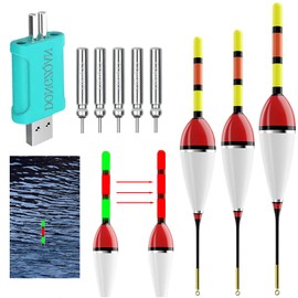 DONGZQAN Set of 3 LED Floats Fishing with Bite Alarm, Light Floats LED Fishing Floats, Fishing Accessories Set, Bite Alarm Fishing, Swimmer Fishing, Fishing Float Set with Gravity Sensing and Metal