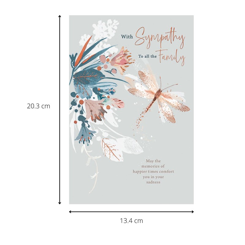 With Sympathy to Family Card, Dragonfly Design, Made in UK