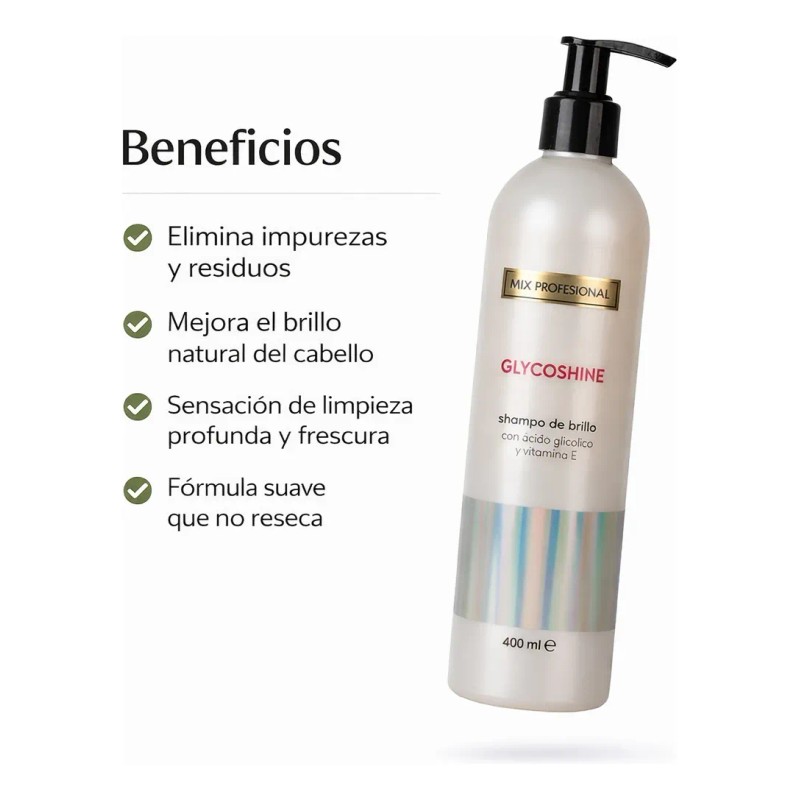 Shampoo Glycoshine Mix Profesional Brillo Y Limpieza 400 Ml