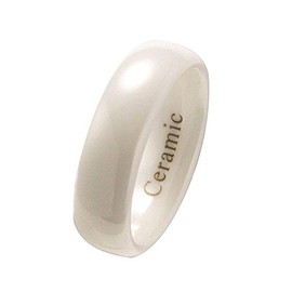 Classic White Ceramic 6mm Wedding Band High Polish Comfort Fit Ring Size 9