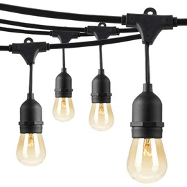 TRP Vintage-Style 24 Sockets Black Finish Plastic Material Solar Outdoor Lights String 1.65 in. D X 600 in. L X 50 in. W X 3.86 in. H Size, Clear Blub Multi-Directional | Cozy Glow Highly Durable