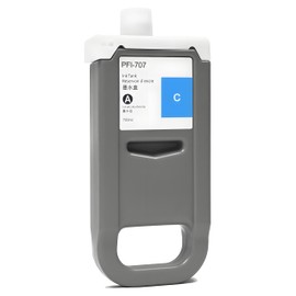 KSUMEI PFI-707 Ink Cartridge PFI707 Ink Tank Compatible with Canon imagePROGRAF PF830, iPF840, iPF850 CAD Plotters 700 ML (1-Pack, Cyan)