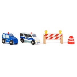 small foot wooden toys Policemen 4Piece Playset Compatable with All Common Wooden Trains & Toys Designed for Children Ages 3+, Multi (10904)