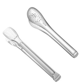 ZBKJYILF Pack von 2-Küchenzangen, Edelstahl, Rutschfest, Mehrzweckzangen, Verwendung für Brot, Grill, Kochen (Silber)