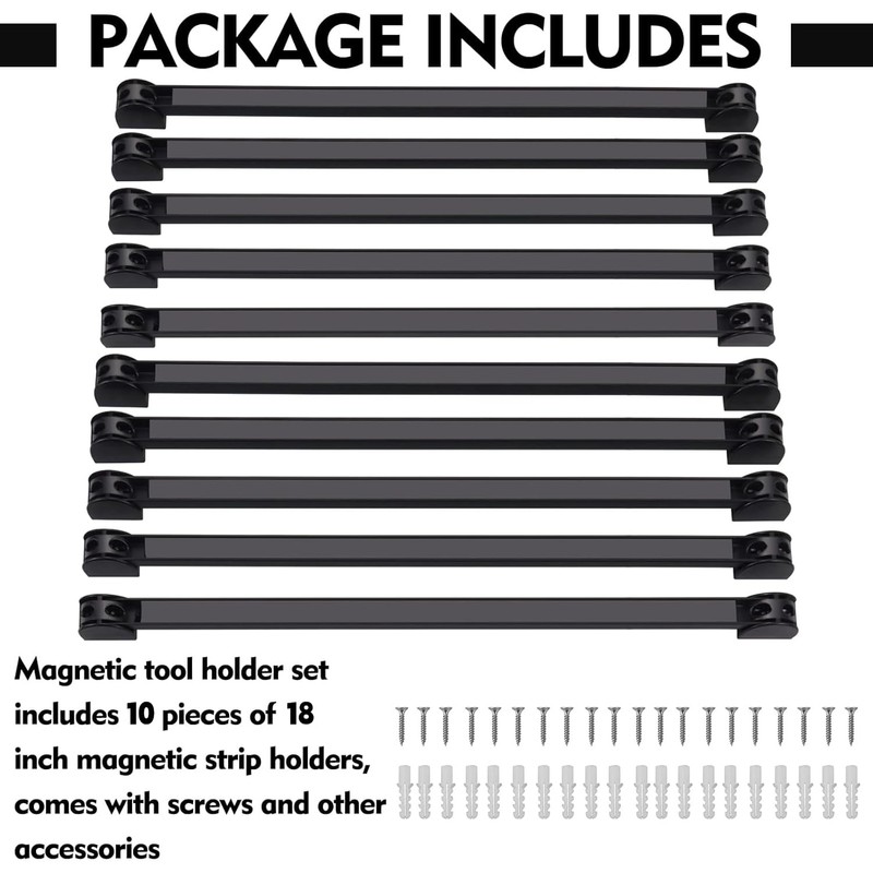 SDLDEER 18" Magnetic Tool Holder, 10 Packs Magnetic Storage Strips