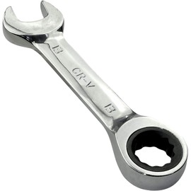 AERZETIX - C45610 - Combined open-end wrench/classic 13mm - for ratchet wrench 13mm ring/eyelet 12 point - short handle/straight/polished/metric - CR-V steel for tightening/assembly - silver