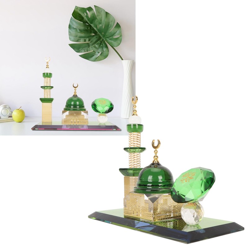Natudeco Mosque Model Crystal Collectible Figures Miniature Building Ornament Architectural