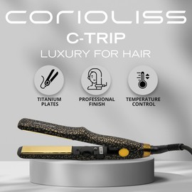 CORIOLISS C Trip Mini | Hair Straighteners for Women | Titanium| Flat Iron | Professional with Temperature Control (Leopard Gold Soft Touch)