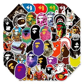 BINSNES Sticker Set PVC Material Waterproof Reusable Vibrant Color Cute Cartoon Stickers (Ape)