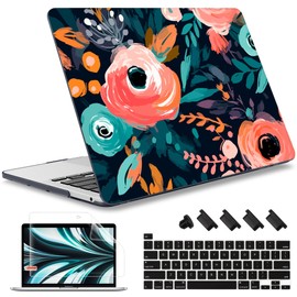 May Chen for New MacBook Pro 13 Case 2022 2020 Release (A2338 M1 M2/A2289/A2251), Plastic Crystal Hard Shell Case Cover with Keyboard Cover for MacBook Pro 13-inch Touch Bar, Bright Flowers
