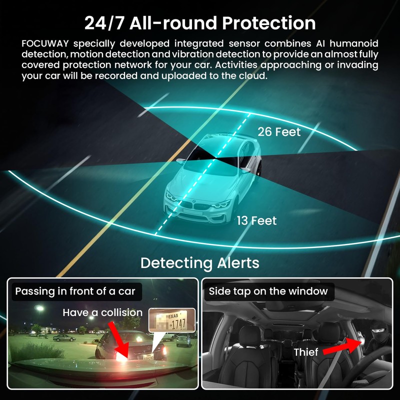 4G LTE Dash Cam Front and Inside| 24/7 Parking Monitoring