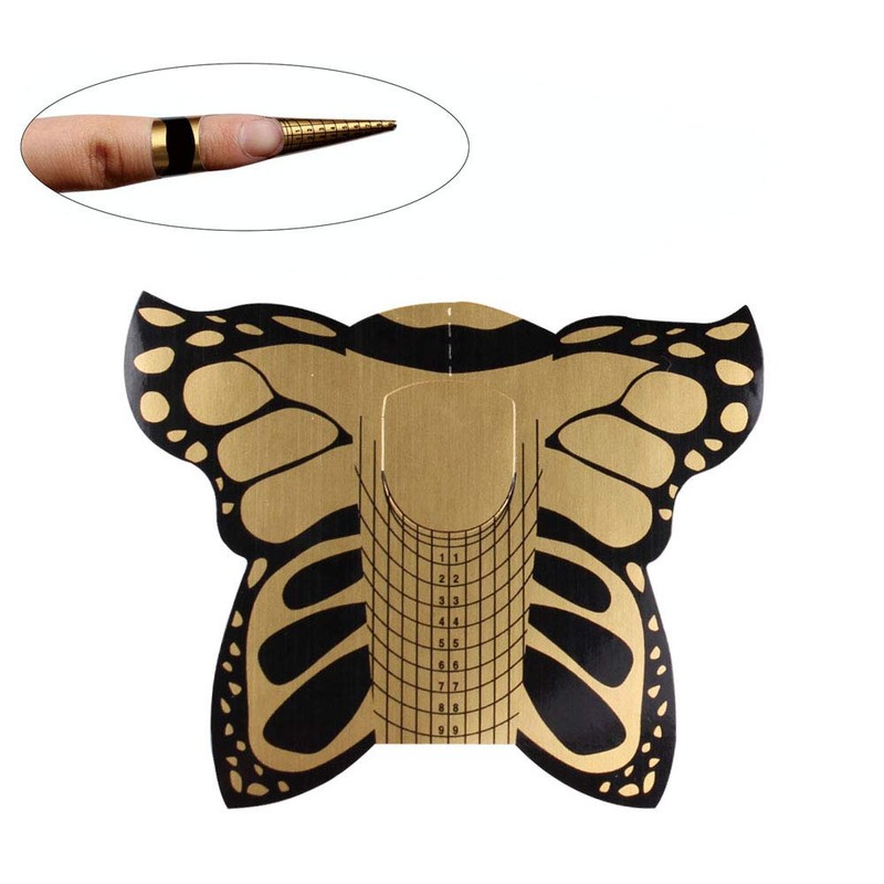 BeautyLeader 100pcs Nail Form Pro Butterfly Square Tips Nail Forms