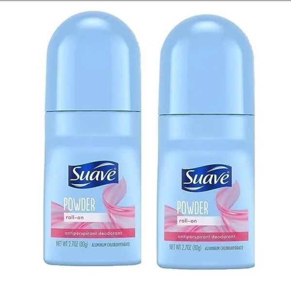 Suave 24 Hour Protection Antiperspirant Deodorant Roll-On, Powder, 2.7 Ounce (Pack of 2)