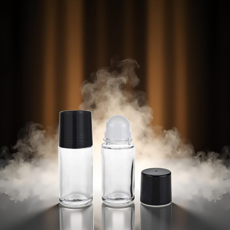 Galepromot 2 Pcs Black Clear Empty Glass Essential Oil Roller