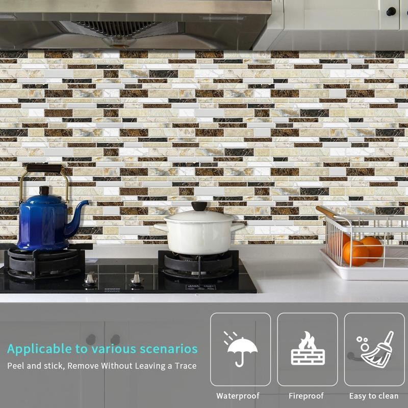 Marble Pattern Wall Sticker, 12/24/48pcs Self Adhesive Peel & Stick