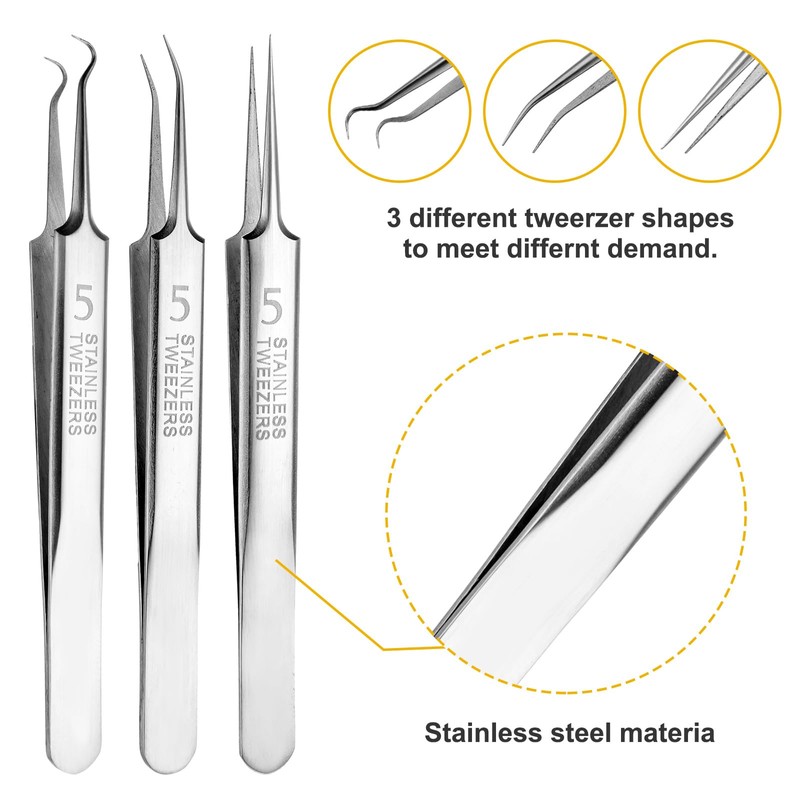 Pimple Blackhead Remover 3-Piece Tweezers Face Nose Black Head Precise