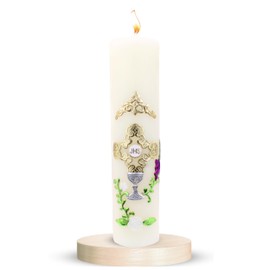 Nuestra Fe Authenthic First Communion Candle Made by Mexican Artisans at La Villa de Guadalupe | Vela de Primera comunion para ni?o o ni?a | Vela para Primera comunion para ni?a | First Communion Candle Set