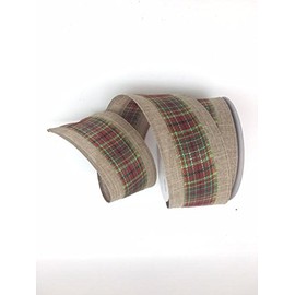 Celebrate IT- Christmas - Red pattern- linen ribbon 2.5 in x 9ft