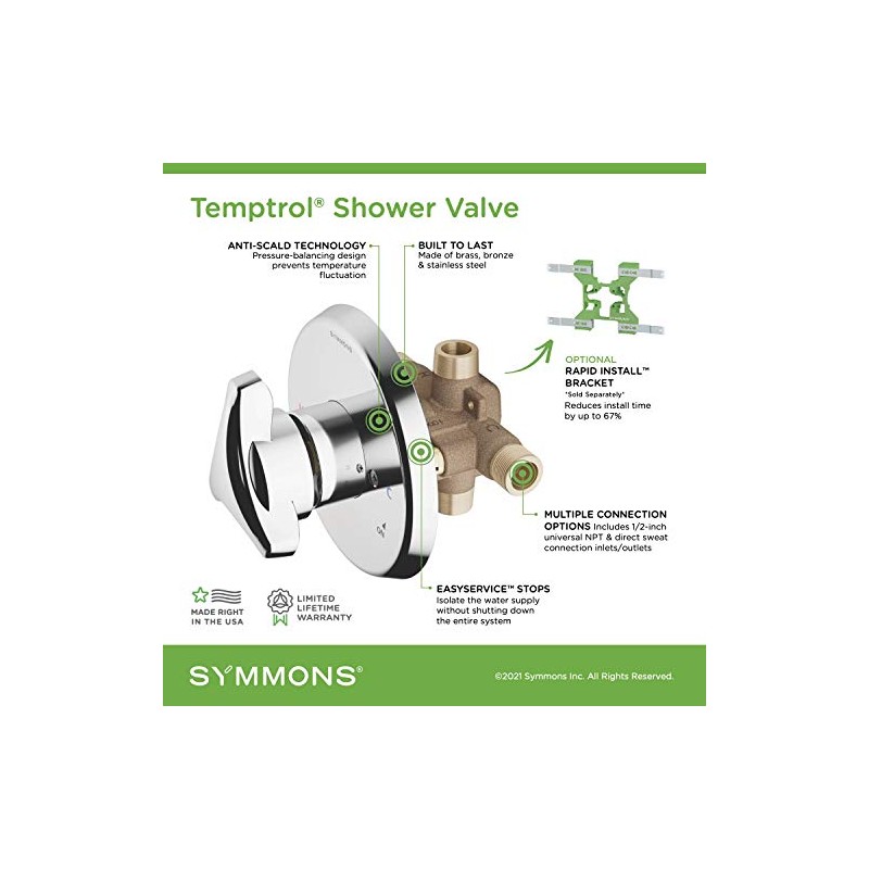 Symmons 261XBODY Temptrol Brass Pressure-Balancing Shower Valve with Service Stops