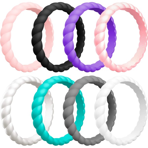 ThunderFit Womens Thin Swivel Wedding Bands - Stackable Silicone Wedding Rings - 2.5mm Wide - 2mm Thick