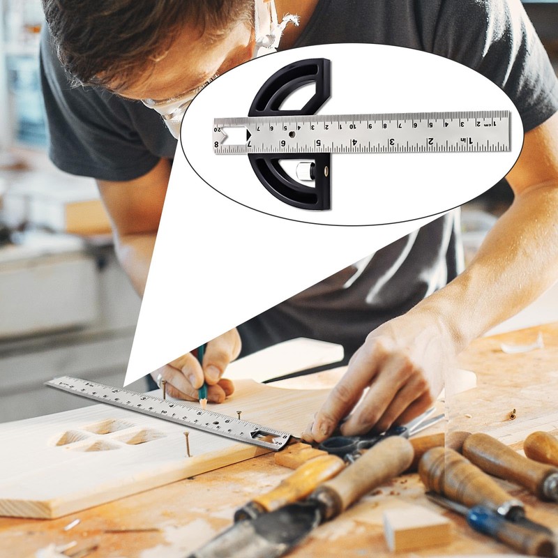 SRJQXH Protractor Woodworking, Protractor Metal with Locking Screw, 0-180° Goniometer