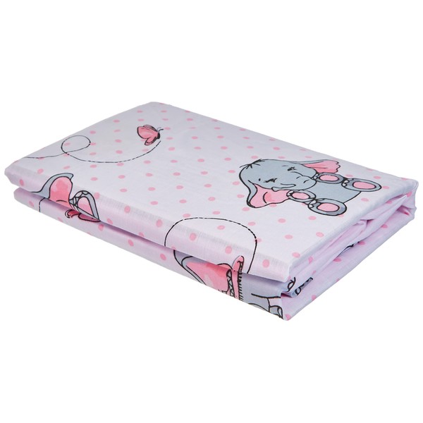 Dreamscene Ellie Elephant Duvet Cover with Pillowcase Reversible Bedding Set Butterfly Polk-a-Dot-Junior/Cot Bed, Blush Pink Grey White DDHSELEBL00