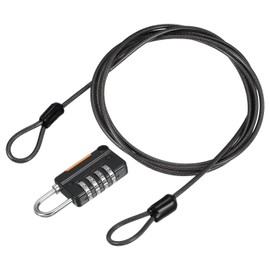 YOKIVE 1 Set 4 Digit Combination Locks with Security Cable, Outdoor Padlocks | Steel Lock Chains Great for Lockers, Luggage, Bike (Black, 5-Feet)