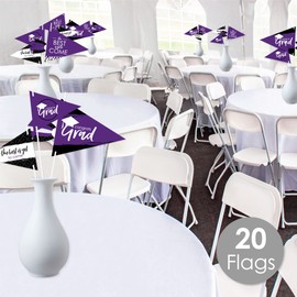 Big Dot of Happiness Purple Grad - Best is Yet to Come - Triangle Purple Graduation Party Photo Props - Pennant Flag Centerpieces - Set of 20