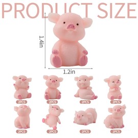 HUIANER Miniature Pig Figurines 16PCS Mini Pigs Figures Fairy Garden Pigs Resin Animal Figurine Moss Landscape Decoration DIY Craft Home Decor