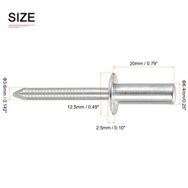DTGN 6.4mm x 20mm (DXL) Blind Rivets - 25Pack - Good for Machinery Joining - 304 Stainless Steel Dome Closed End Rivet