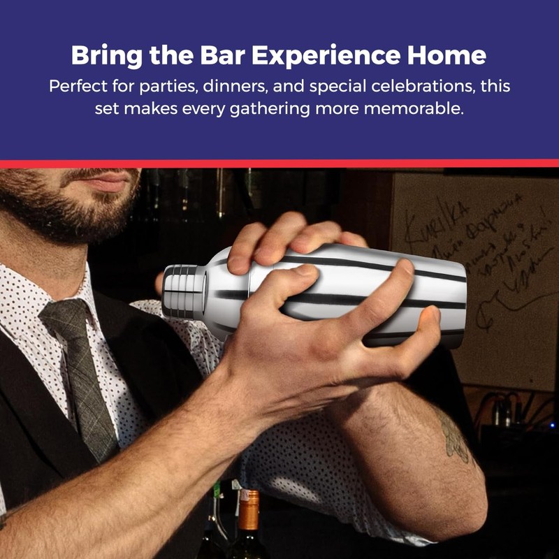 EVOKK Cocktail Shaker Set, 3 Pcs Satinless Steel Cocktail Making