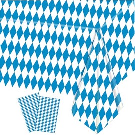 COSORO 2p Blue and White Diamond Checkered Tablecloth Party Oktoberfest Tablecloths,130x220cm Plastic Checkered Table Cover Gingham Table Cloth for Picnic,German Oktoberfest Party Table Decoration