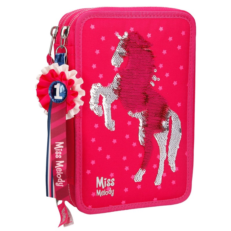 Miss Melody 10057 Triple Pencil Case, Palette Illette Pink