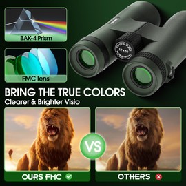 GUANIEE 12x50 HD Binoculars for Adults High Power Binoculars IPX7 Waterproof Fogproof for Hunting, Bird Watching, Cruise Ship, Travel and Safari Black