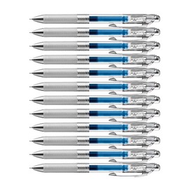 Pentel EnerGel Infree, Clear Barrel, Retractable Liquid Gel Pen, Everyday Writing, Office Supplies, School Supplies, 0.5mm Fine Point, Needle Tip, Blue Ink, BLN75TL-C, Box of 12