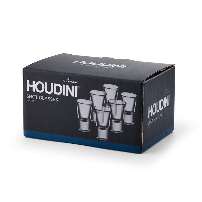 Houdini 6-Pack Heavy Base Shot Glass Set, 1.2oz Shot Glasses
