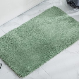 KELEKELE Bath Mat, Non-Slip Bath Mat, Bathroom Rug, Machine Washable, Fluffy Microfibre Shower Mat, Soft Shower Mat (Light Green, 50 x 80 cm)