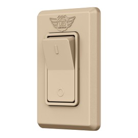 Leisure LED Modern Single SPST On-Off Switch with Bezel, 12-Volt, for RV, Trailer, Camper, with Label Sticker (Tan)