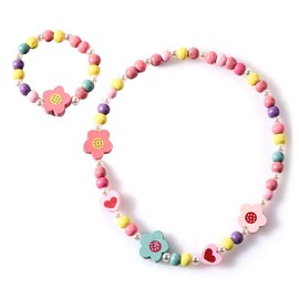Mengonee Kids Cartoon Necklace, Colorful Animal Child Jewelry, Flower Beads, Fashion Bracelet Accessories. Mengonee, Plastic, Pearl