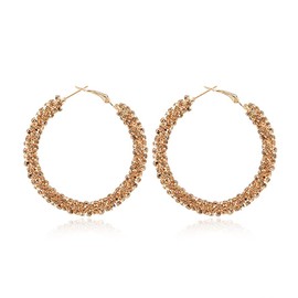 Shiny Large Hoop Earrings for Women Girls Boho Rhinestone Big Wrapped Hoops Dangle Huggie Earring Lightweight Comfortable Sparkle Wedding Christmas Birthday Jewelry Gifts 50mm (Champagne)