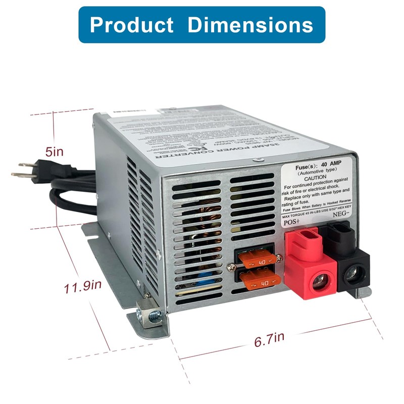 WF-9875 75 Amp Deck Mount Power Converter/Charger Replacement for RV