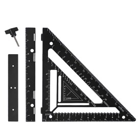7.5" Magnetic Rafter Square with Jig Block - Multi-Angle Measuring Tool (90° & 180°) for Precise Carpentry & Flatwork(Red) (Black)
