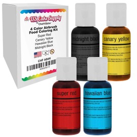 U.S. Cake Supply Airbrush Cake Color Set - The 4 Most Popular Colors in 0.7 fl. oz. (20ml) Bottles