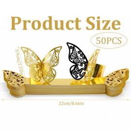 Pack of 50 Butterfly Golden Classic Napkin Ring Holder Set Napkin Rings for Weddings, Parties, Napkins, Table Decoration, Restaurant (Butterfly Gold)