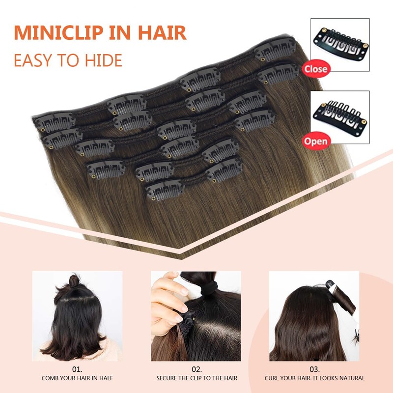 XDhair Clip-In Real Hair Extensions, 100 g, 35 cm /