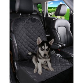 Alfheim Nonslip Rubber Backing Front Seat Cover with Anchor and an Adjustable Pet Dog Car Seat, Black, One Size