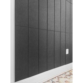 Shiplap Felt Wall Panels for Interior Wall Decor, Accent Wall Paneling for Bedroom Living Room & Office, Peel and Stick, Sound Absorbing – 24 Pack Felt Tiles with Adhesive – Black