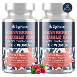Elystrixionis 72mg PAC, Cranberry Pills for Women - Organic Cranberry Juice Extract Plus 1000mg D-Mannose, Supports Urinary Tract Health, Cranberry Supplement - 180 Capsules